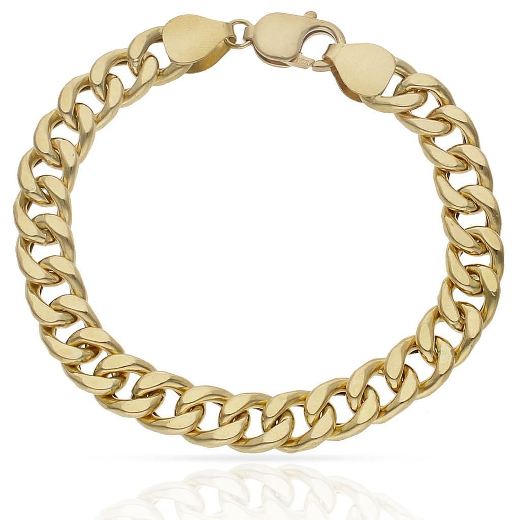 PU203 Pulsera de hombre en Oro de 18K con cadena barbada resistente y elegante cierre de mosquetón