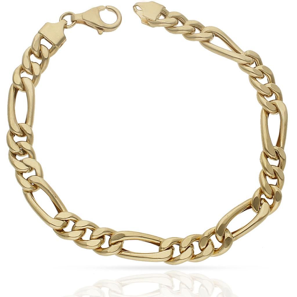 PU212 Pulsera oro de 18k de hombre semihueca modelo de eslabónes 3x1 cierre mosquetón