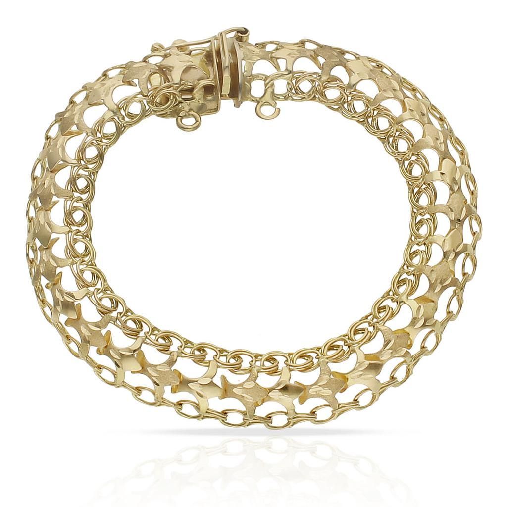 PU310 Pulsera princesa oro amarillo 18 Kilates 11 milimetros de ancho liso y tallado, largo 19 cm cierre cajón de seguridad con seguro del ocho