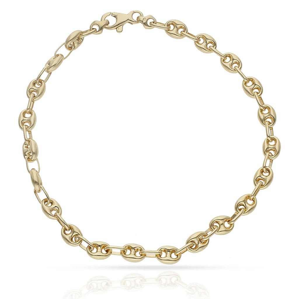 PU696 Pulsera oro 18k unisex eslabones tipo calabrote elegante y clásica, cierre de mosquetón