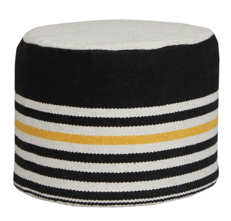 Puf redondo de algodón y poliester Cabrera 2, Diam 40cm, Alt 30 cm