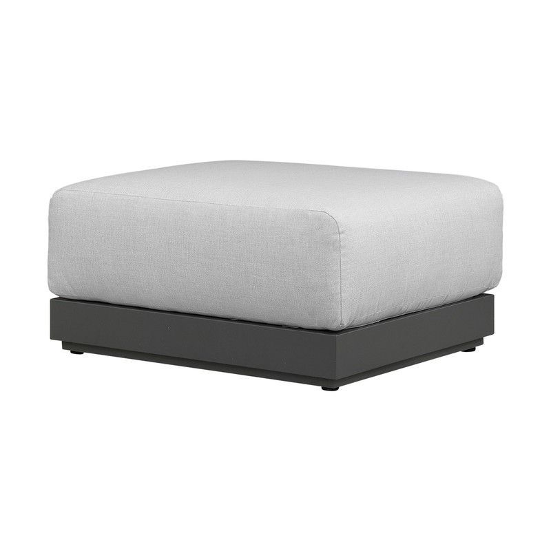 Puff  de exterior de aluminio y tejido en antracita y gris medio, 70 x 83 x 90 cm | Onix