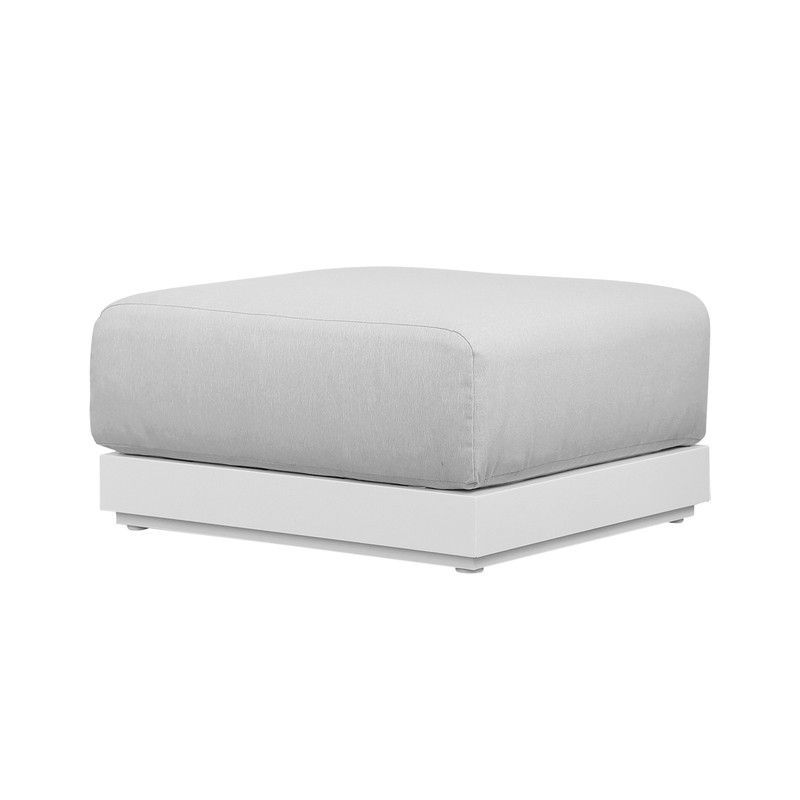 Puff de exterior de aluminio y tejido en blanco y gris claro, 70 x 83 x 90 cm | Onix