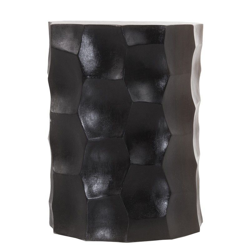 Puff de madera negro, Ø35x44cm | Suar Lesoto