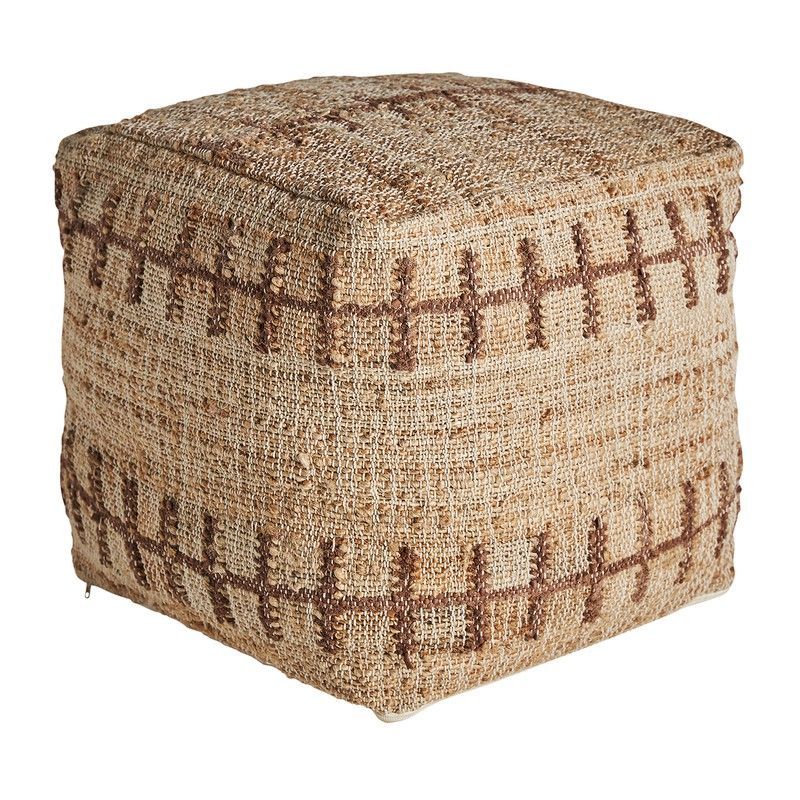 Puff de yute en color marrón, 48 x 48 x 43 cm | Mittet