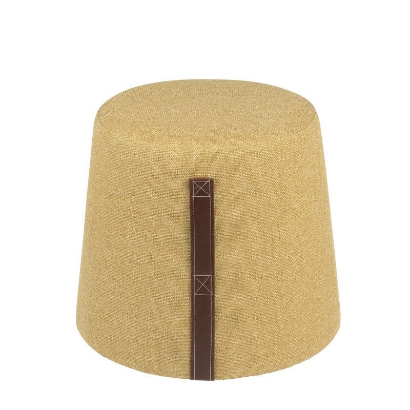 Puff tapizado en mostaza, Ø36x39cm