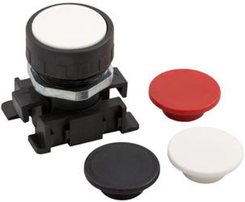 Pulsador Raso Con Protecion Rojo,Negro,Blanco, Referencia 04V01