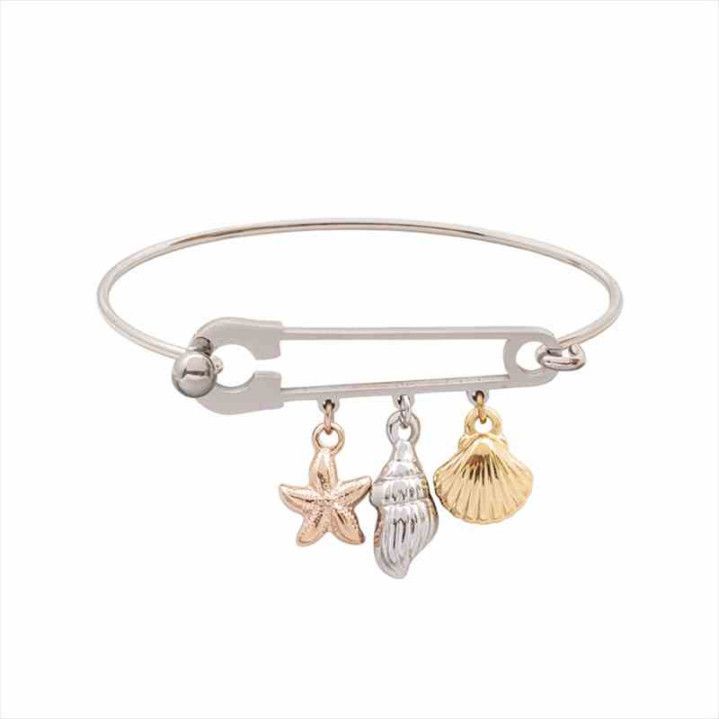 Pulsera Acero B15457 Imperdible Con Charms Del Mar