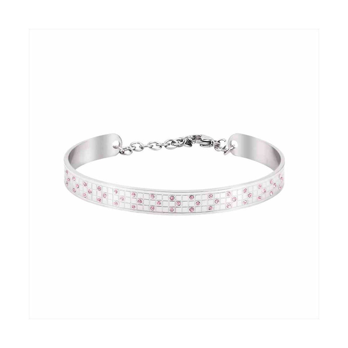 Pulsera Acero B16447 Cadena Circonitas Rosadas
