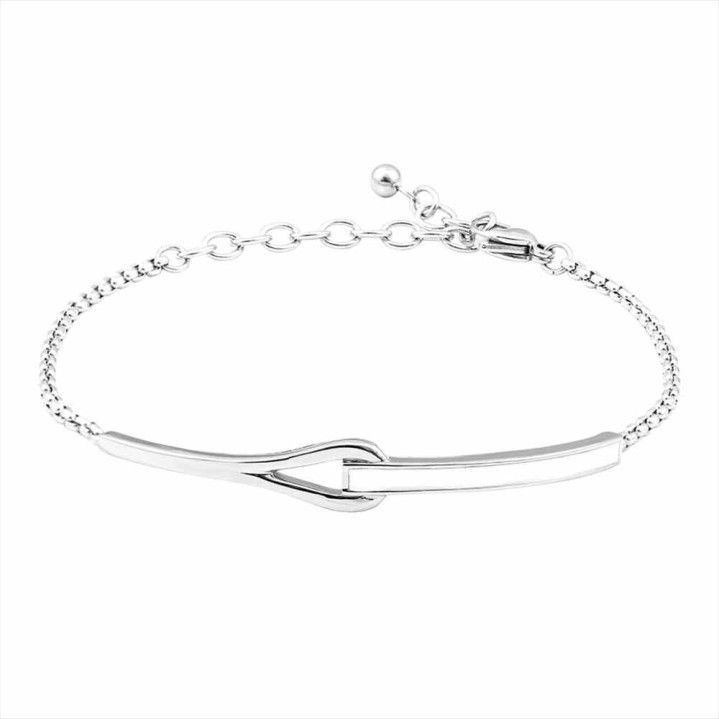 Pulsera Acero B16484 Cadena Franja Blanca