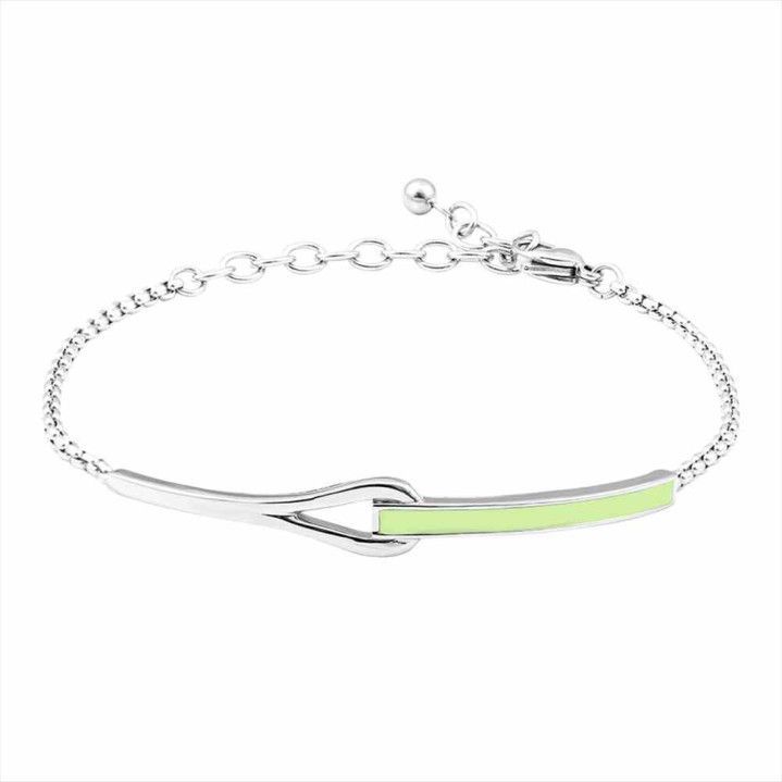 Pulsera Acero B16490 Cadena Franja Verde