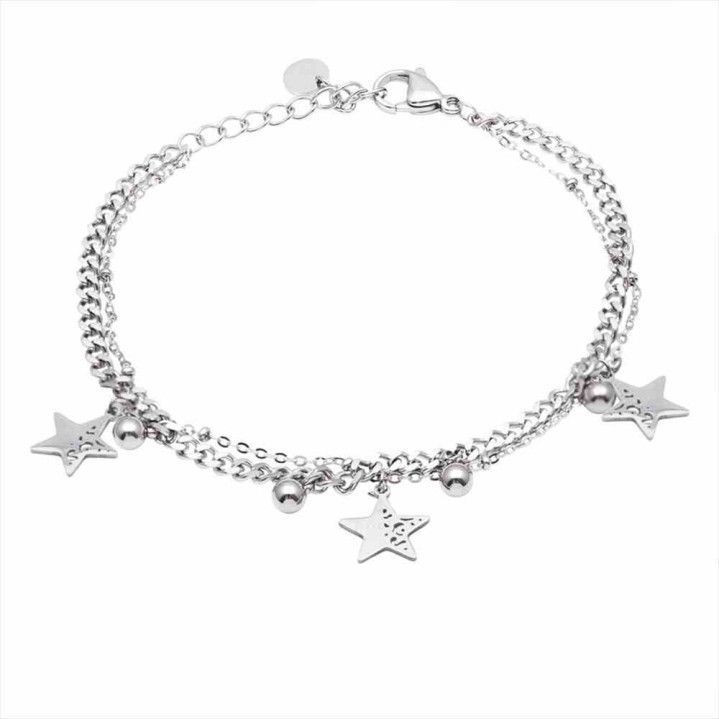 Pulsera Acero B22007 Doble Estrellas
