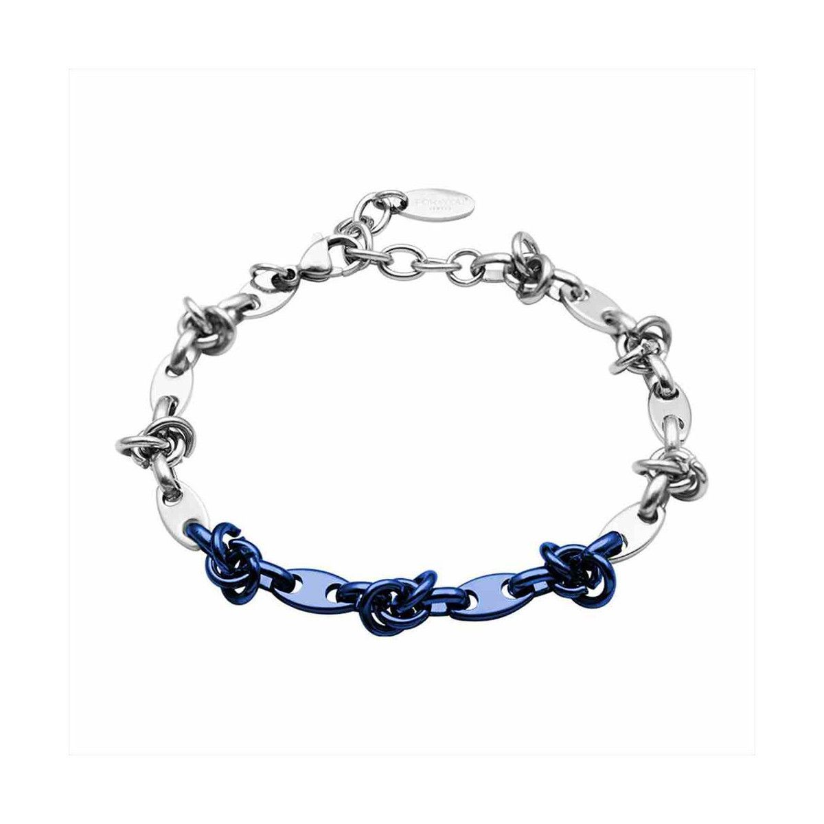 Pulsera Acero Bicolor Azul B23054 Cadena