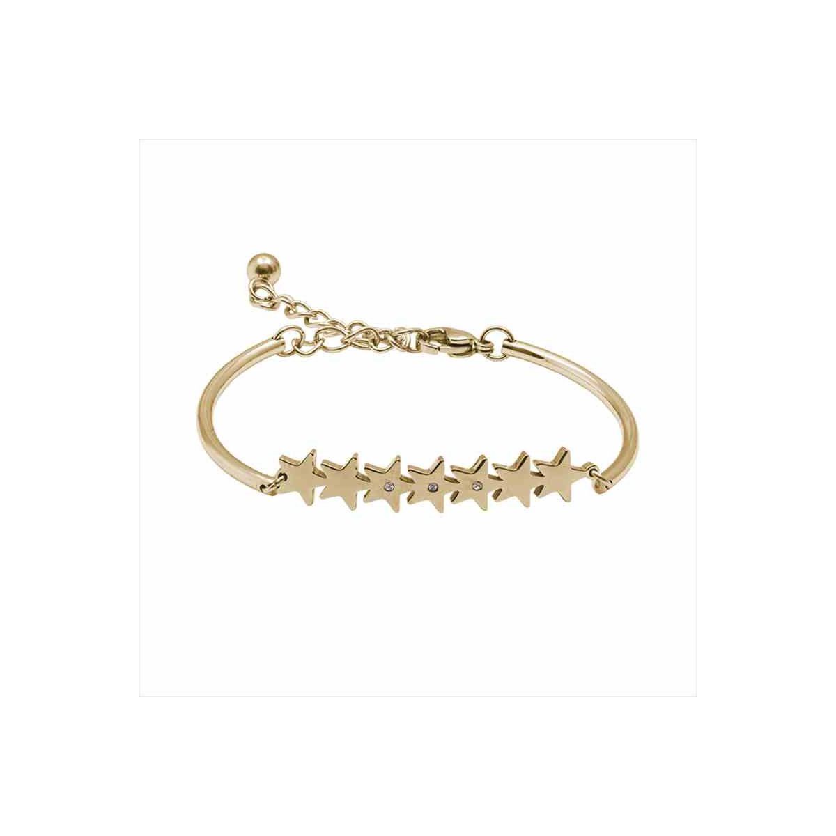 Pulsera Acero Dorado B15220 Estrellas Circonitas
