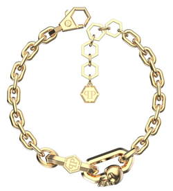 Pulsera Acero Dorado Hombre Philipp Plein PJPEA21BU Logo PP-Calavera