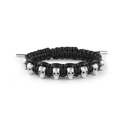 Pulsera Acero Hombre Philipp Plein PJ8AA18BU Cordón Negro Tejido Calaveras 3D