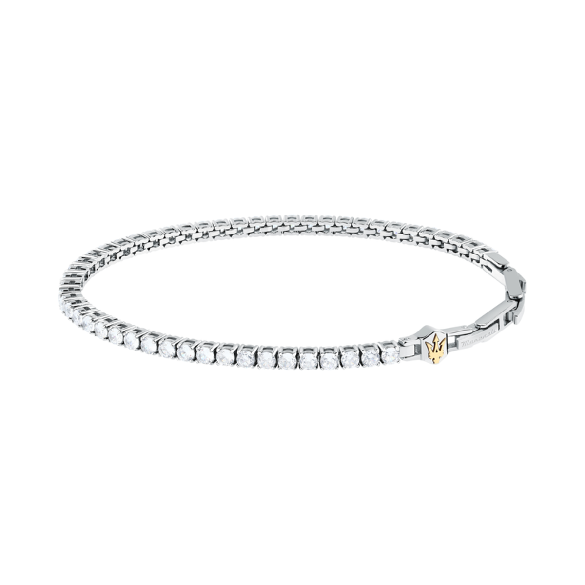 Pulsera Acero Maserati Hombre JM425AVC12 Tennis Eslabones Plateado Tridente Maserati