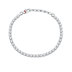 Pulsera Acero Negro Sector Hombre SANN46 Eslabones Cristales Blancos