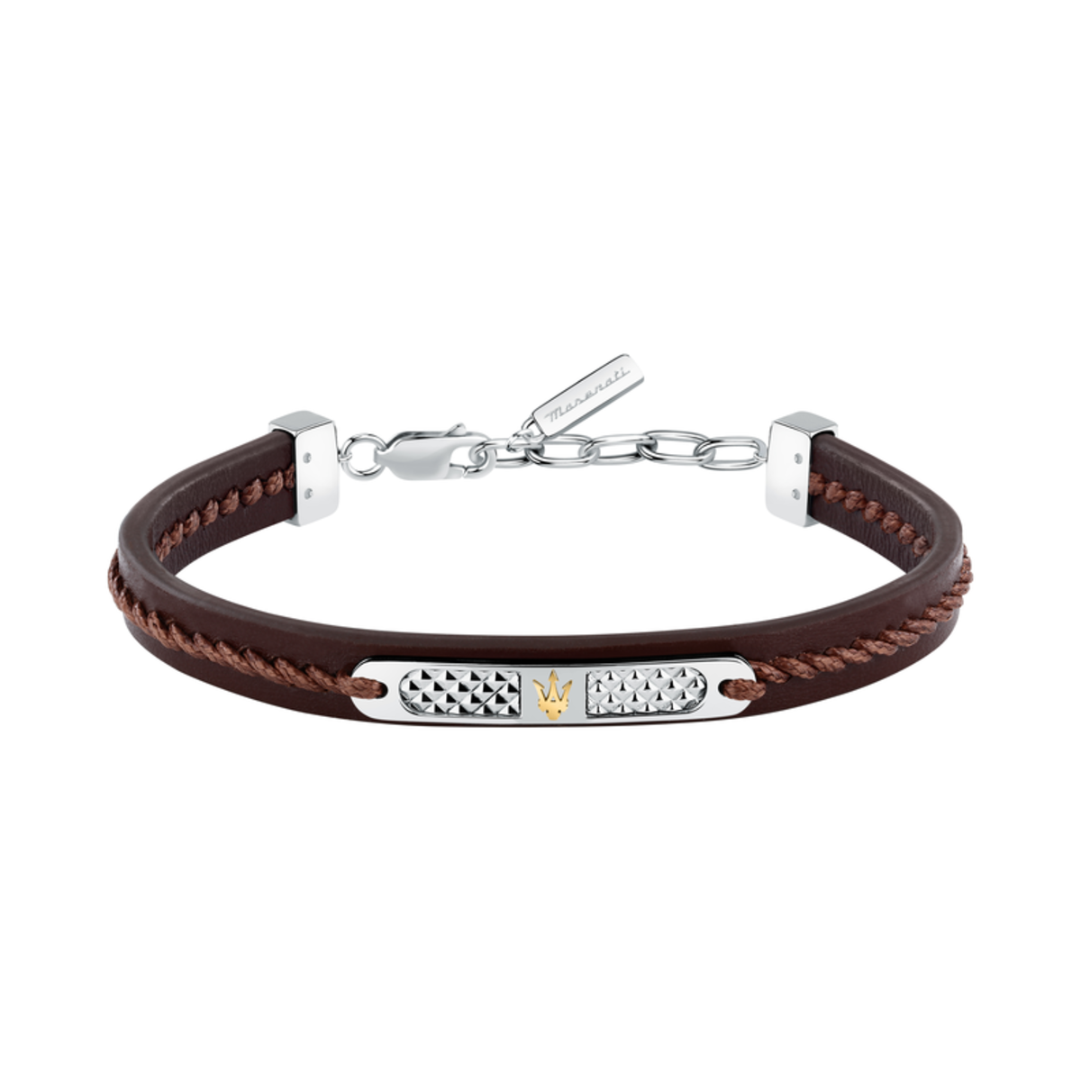 Pulsera Acero/Piel Maserati Hombre JM525AVE31 Piel Marrón Tridente Maserati