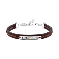 Pulsera Acero/Piel Maserati Hombre JM525AVE31 Piel Marrón Tridente Maserati