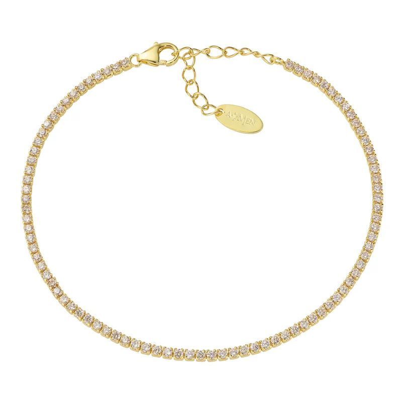 Pulsera AMEN dorada Tennis Mania circonitas color champán. BT1GCH17
