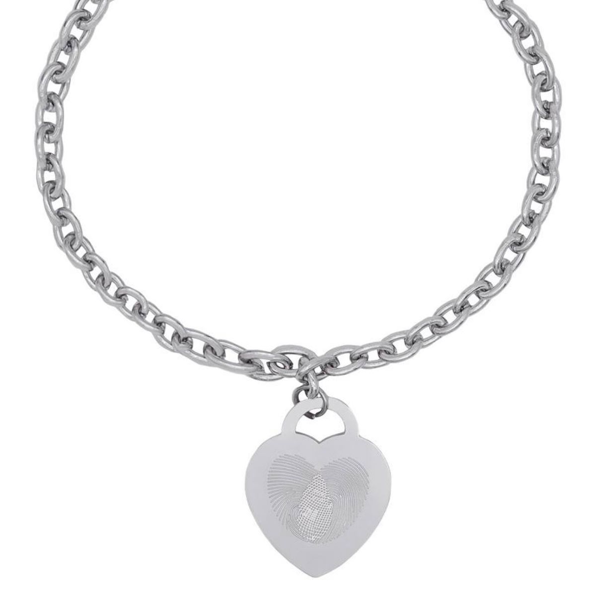 Pulsera AMEN-EMOTION Corazón Acero Baño Rodio. EMACBRCUB4