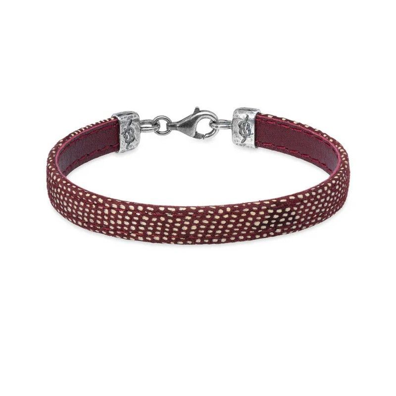 Pulsera Ametisa WB485X PLATA DE PALO unisex de cuero con cierre mosquetón en plata de ley