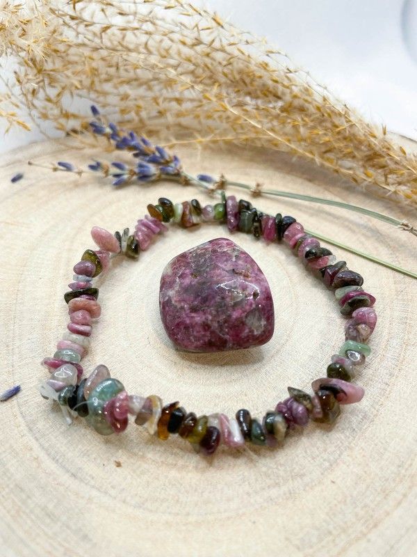 Pulsera chip de Turmalina multicolor