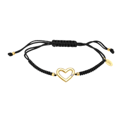 Pulsera Cordón Negro - Plata Dorada Lotus LP3217-2/2 Corazón Circonita
