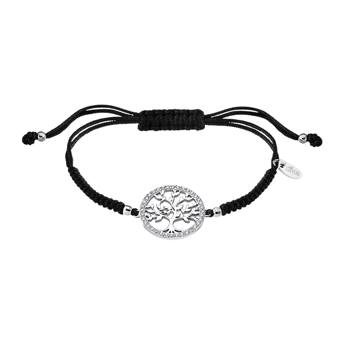 Pulsera Cordón Negro - Plata Lotus LP1746-2/2 Árbol De La Vida Circonitas