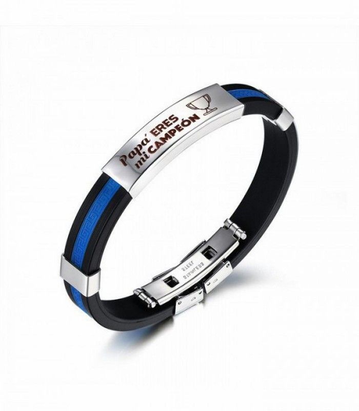 Pulsera de acero con mensaje Papá eres mi campeón