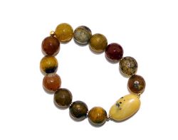 Pulsera de agata miel. Plata dorada.