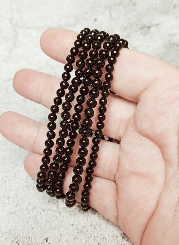 Pulsera de bola de 4 mm. de Turmalina negra (Chorlo)