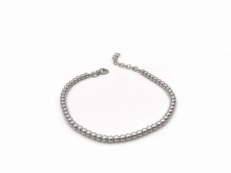 Pulsera de bolas en plata de ley 3 mm