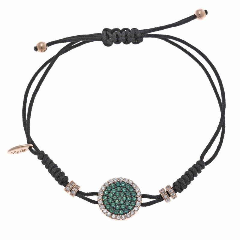 Pulsera de plata chapada en oro rosa con circonitas blancas y verdes