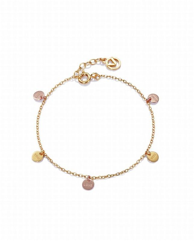 Pulsera de plata combinada en rosa y amarillo con círculos