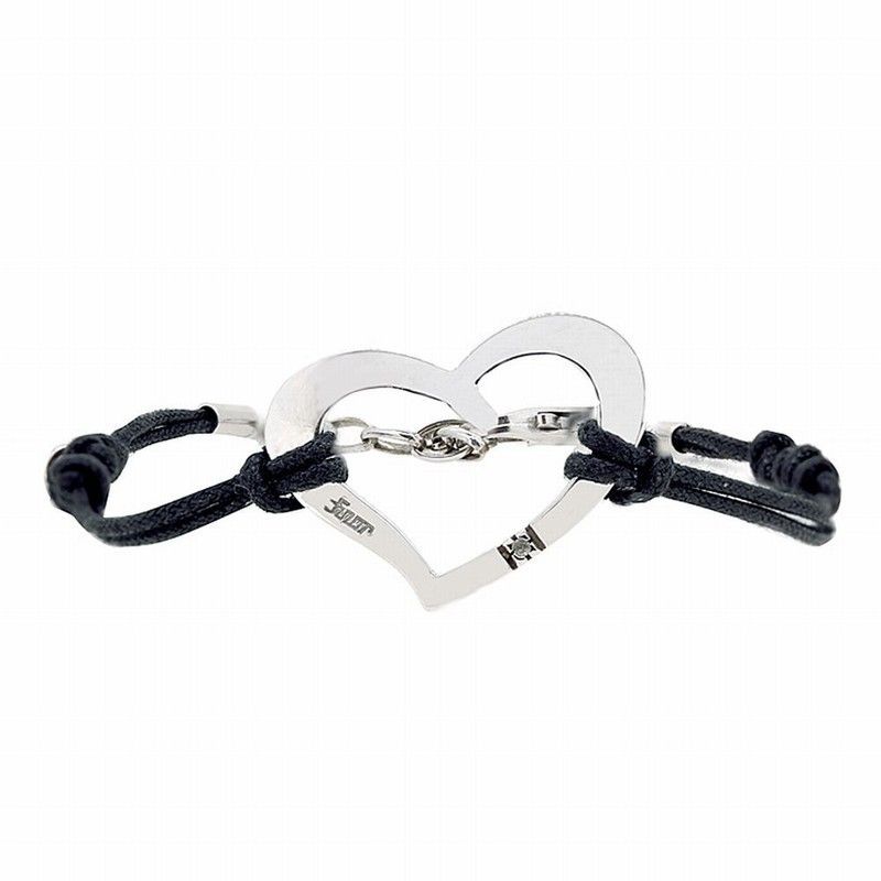 Pulsera de plata con corazón y brillante