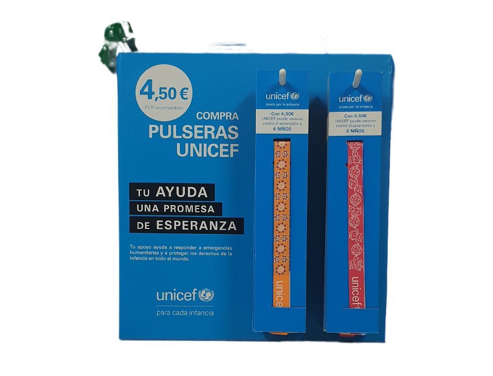 Pulsera de tela unicef expositor de 30 unidades surtidas