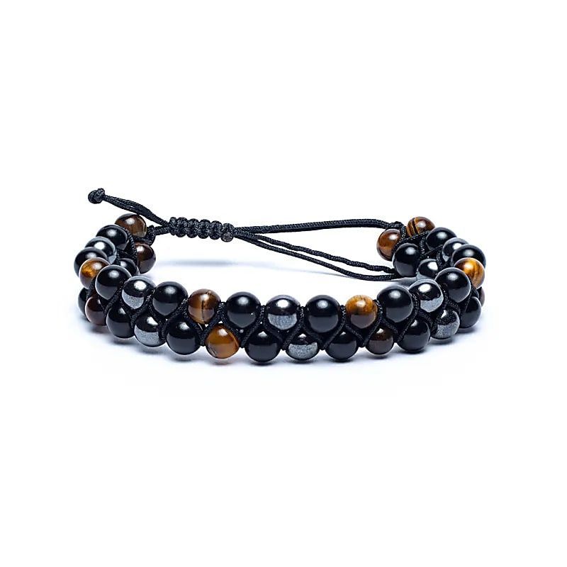 Pulsera de Triple Protección - Obsidiana, Ojo de Tigre y Hematite