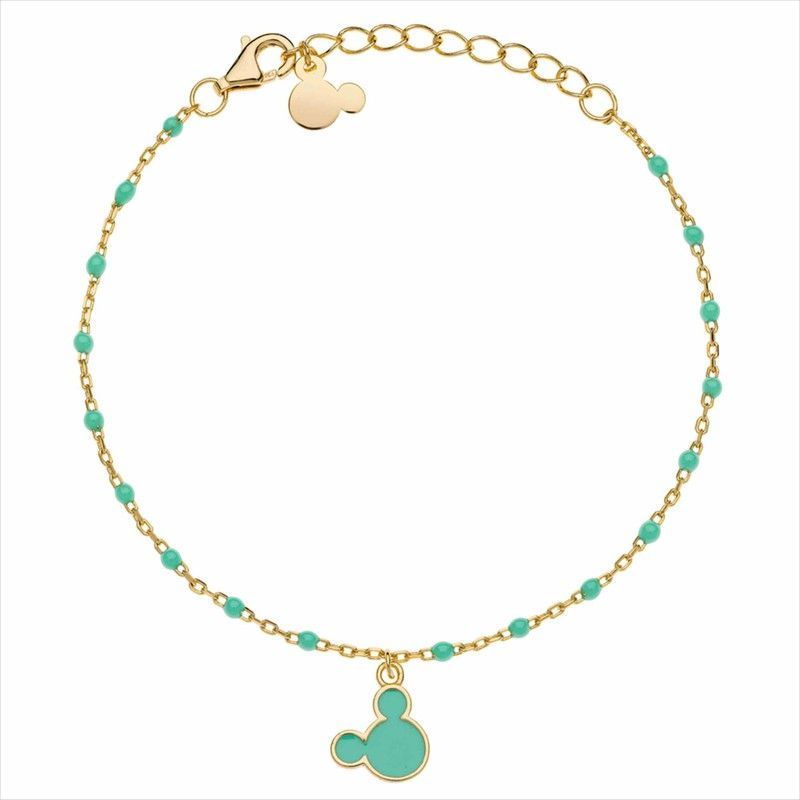 Pulsera Disney Plata Dorada AG0039B Mickey Turquesa
