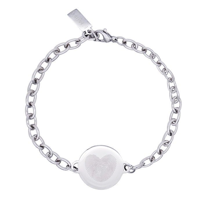 Pulsera Emotion Chapa Circular Corazón Acero Baño Rodio EMACBRTOB3