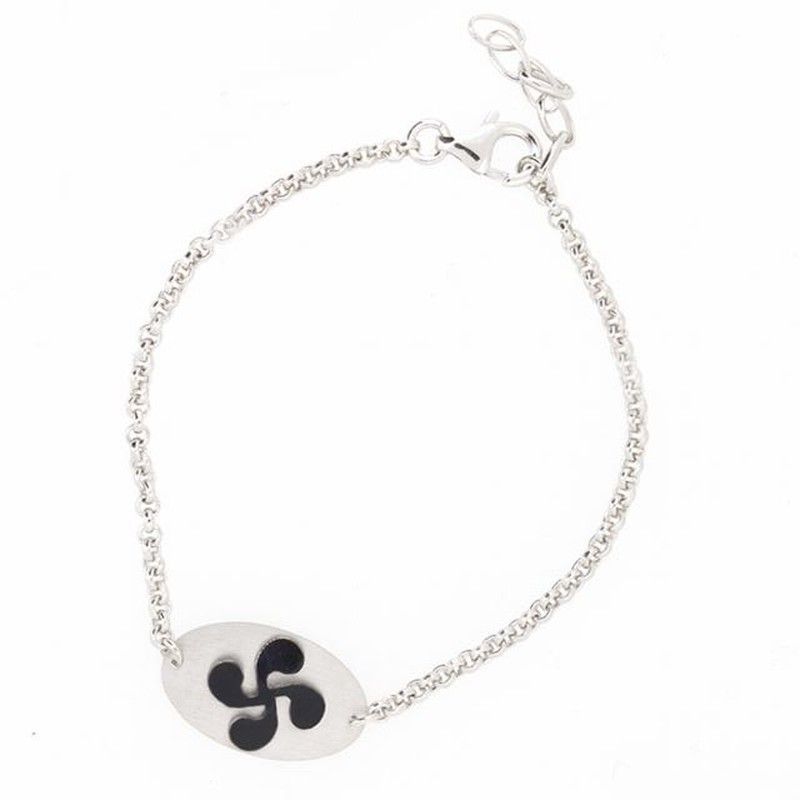 Pulsera en plata de ley Lauburu Black