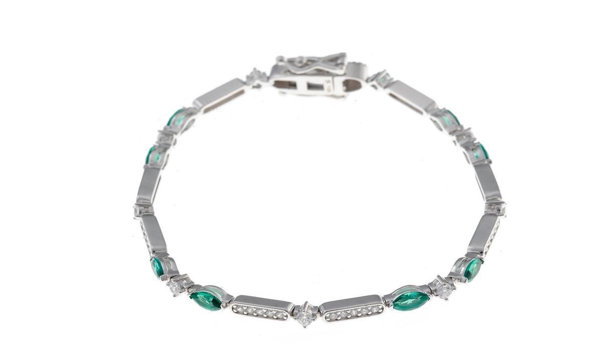 Pulsera en plata de ley Tear Green