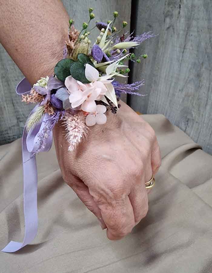 Pulsera Flor Preservada Lila Lavanda