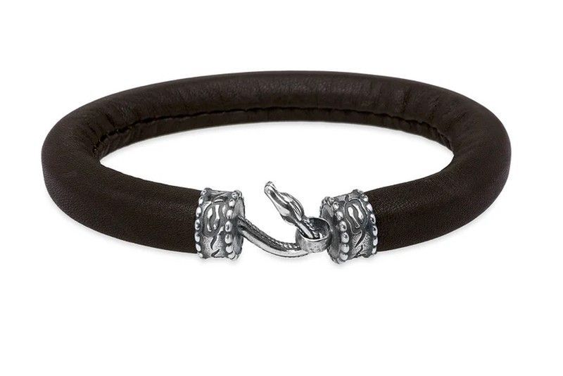 Pulsera Florencia WB519X Pulsera Plata de Palo unisex de cuero marrón y plata 925 cierre de serpiente