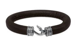 Pulsera Florencia WB519X Pulsera Plata de Palo unisex de cuero marrón y plata 925 cierre de serpiente