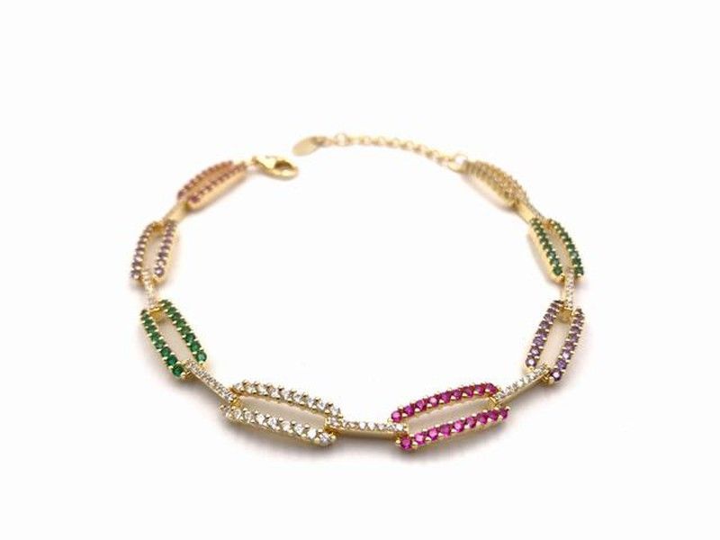 Pulsera Gold Square Rainbow