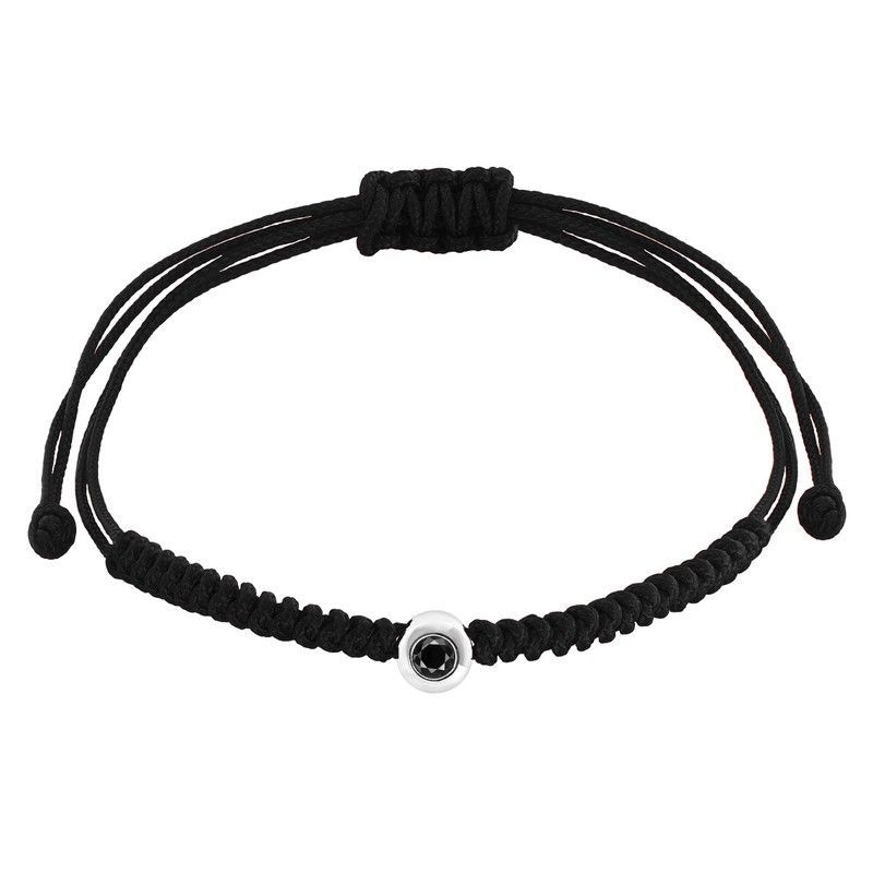 Pulsera Hilo Oro Blanco 18kts 6mm  1309223 Diamante Negro 0,20cts