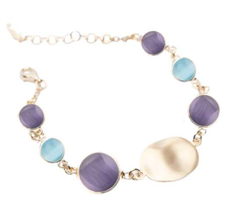 Pulsera IPPOCAMPO dorada, con cristales y elementos ovalados. IPEL37