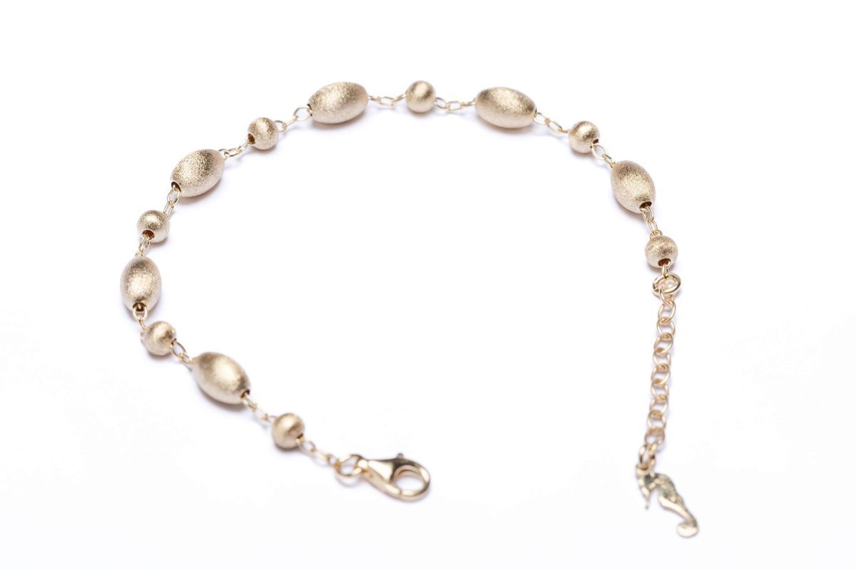 Pulsera IPPOCAMPO plata bañada esferas ovaladas. IPCR23